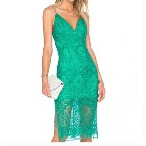 NBD x Revolve Summer Green Lace Satisfaction Strappy Midi Dress Small NWT